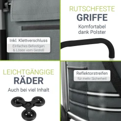 Einkaufstrolley Treppensteiger Einkaufstrolley klappbar 56 l mit abnehmbarer Tasche