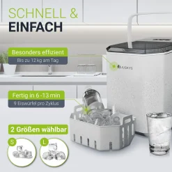Eiswürfelmaschine mit Selbstreinigung IceOracle Erfrischende Eiswürfel in 2 Größen blitzschnell zubereitet