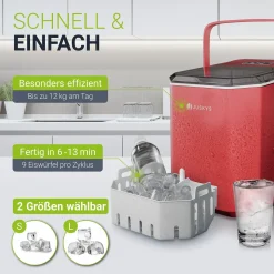 Eiswürfelmaschine mit Selbstreinigung IceOracle Erfrischende Eiswürfel in 2 Größen blitzschnell zubereitet