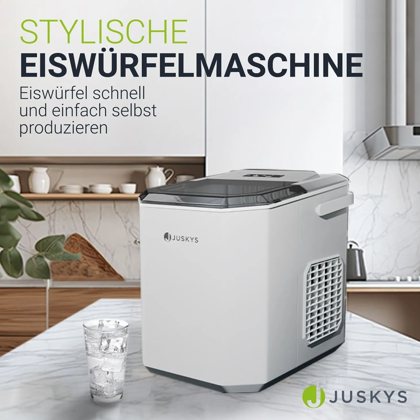 Eiswürfelmaschine mit Selbstreinigung IceOracle Erfrischende Eiswürfel in 2 Größen blitzschnell zubereitet