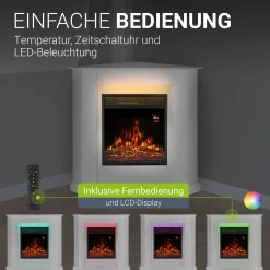 Elektrischer Kamin Elektrokamin mit Heizlüfter und Flammeneffekt - 1000/2000 W
