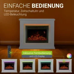 Elektrischer Kamin Elektrokamin mit Heizlüfter und Flammeneffekt - 1000/2000 W
