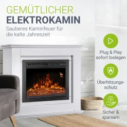 Elektrischer Kamin Elektrokamin mit Heizlüfter und Flammeneffekt - 1000/2000 W