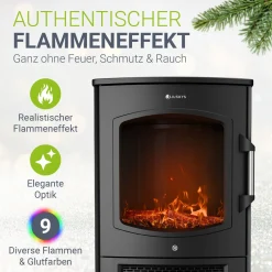Elektrokaminofen 1800W mit Flammeneffekt Elektrokamin mit Wärmefunktion und App-Steuerung