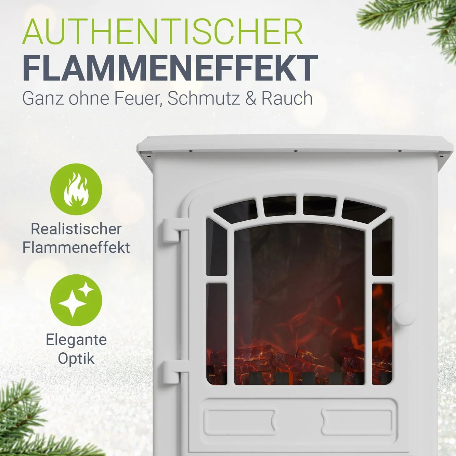 Elektrokamin 2000W mit Flammeneffekt Elektrischer Kaminofen für ein beheiztes Wohnzimmer