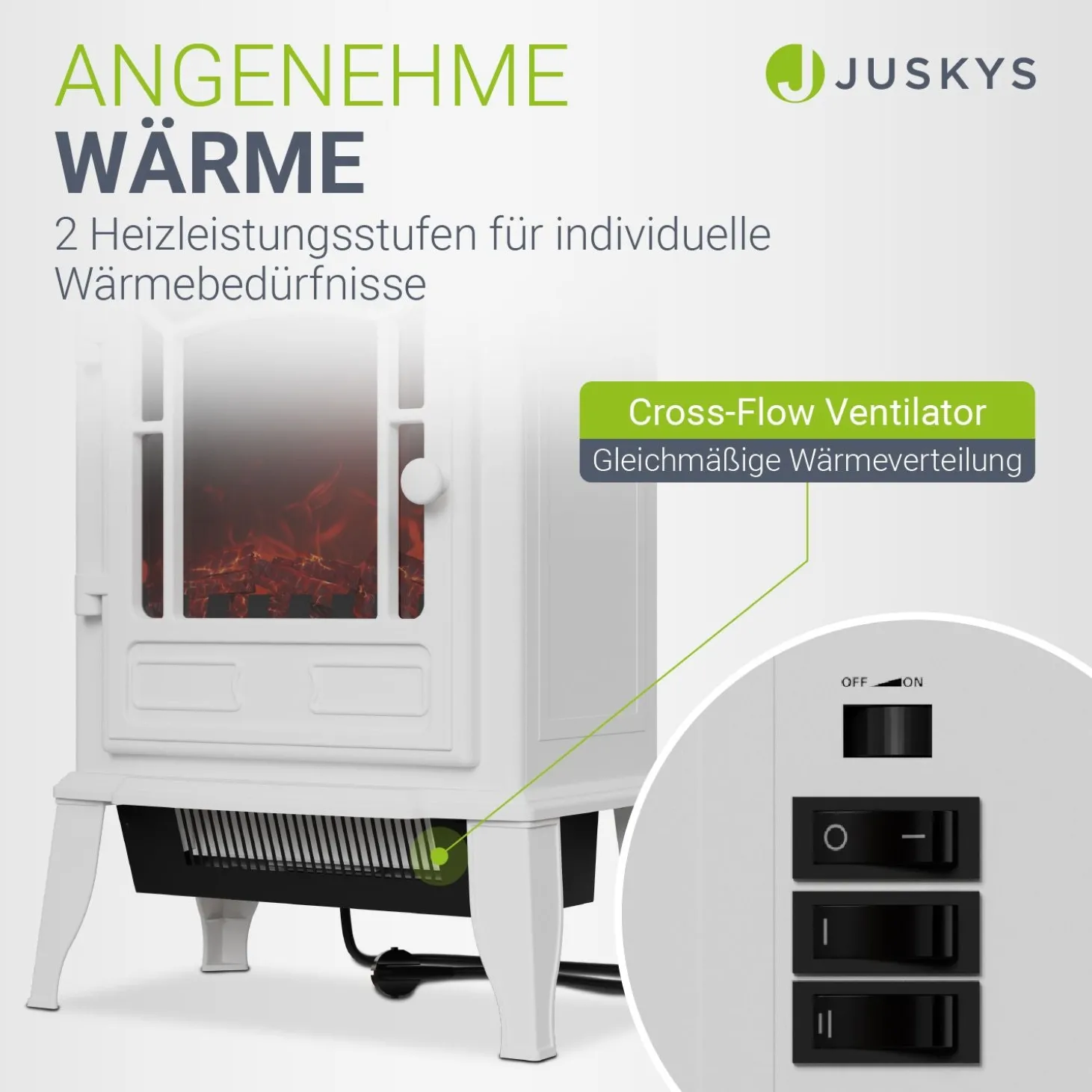 Elektrokamin 2000W mit Flammeneffekt Elektrischer Kaminofen für ein beheiztes Wohnzimmer