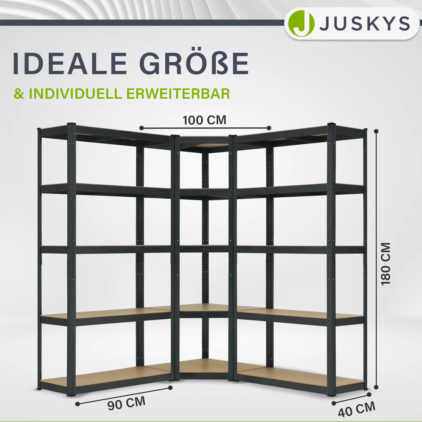 3er Regalsystem 1 Corner & 2 Basic Regalsystem mit insgesamt 15 Böden mit 2625 kg Tragkraft