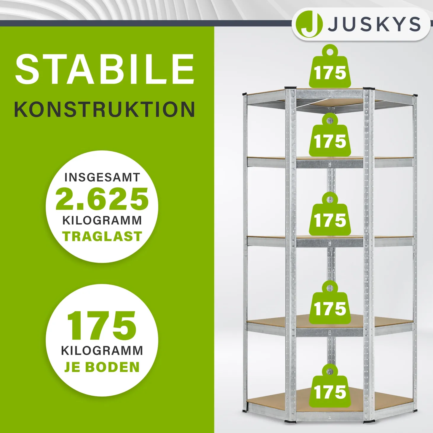 3er Regalsystem 1 Corner & 2 Basic Regalsystem mit insgesamt 15 Böden mit 2625 kg Tragkraft