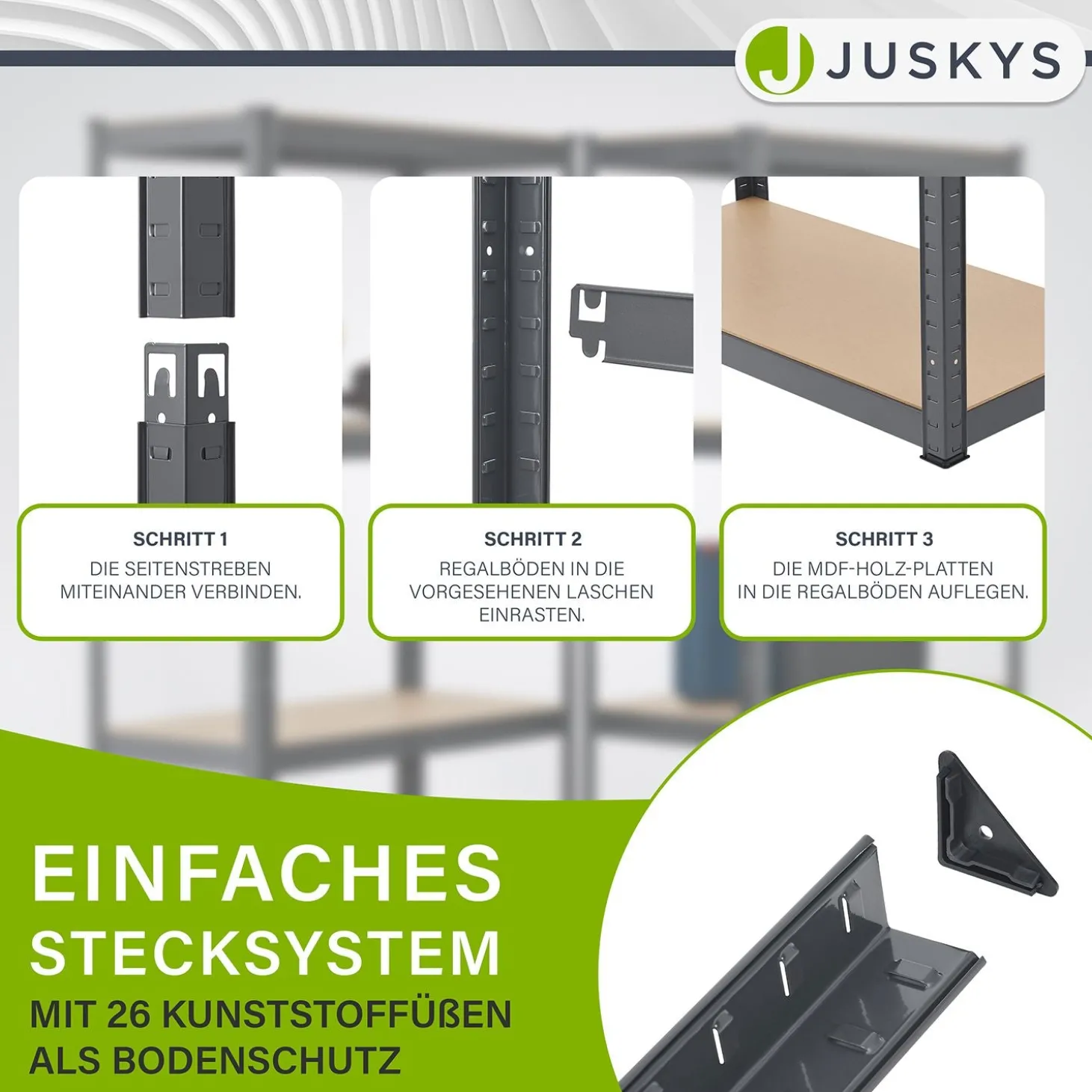 3er Regalsystem 1 Corner & 2 Basic Regalsystem mit insgesamt 15 Böden mit 2625 kg Tragkraft