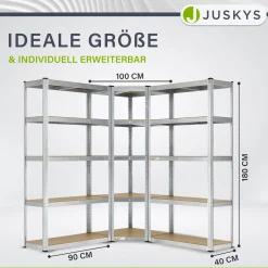 3er Regalsystem 1 Corner & 2 Basic Regalsystem mit insgesamt 15 Böden mit 2625 kg Tragkraft