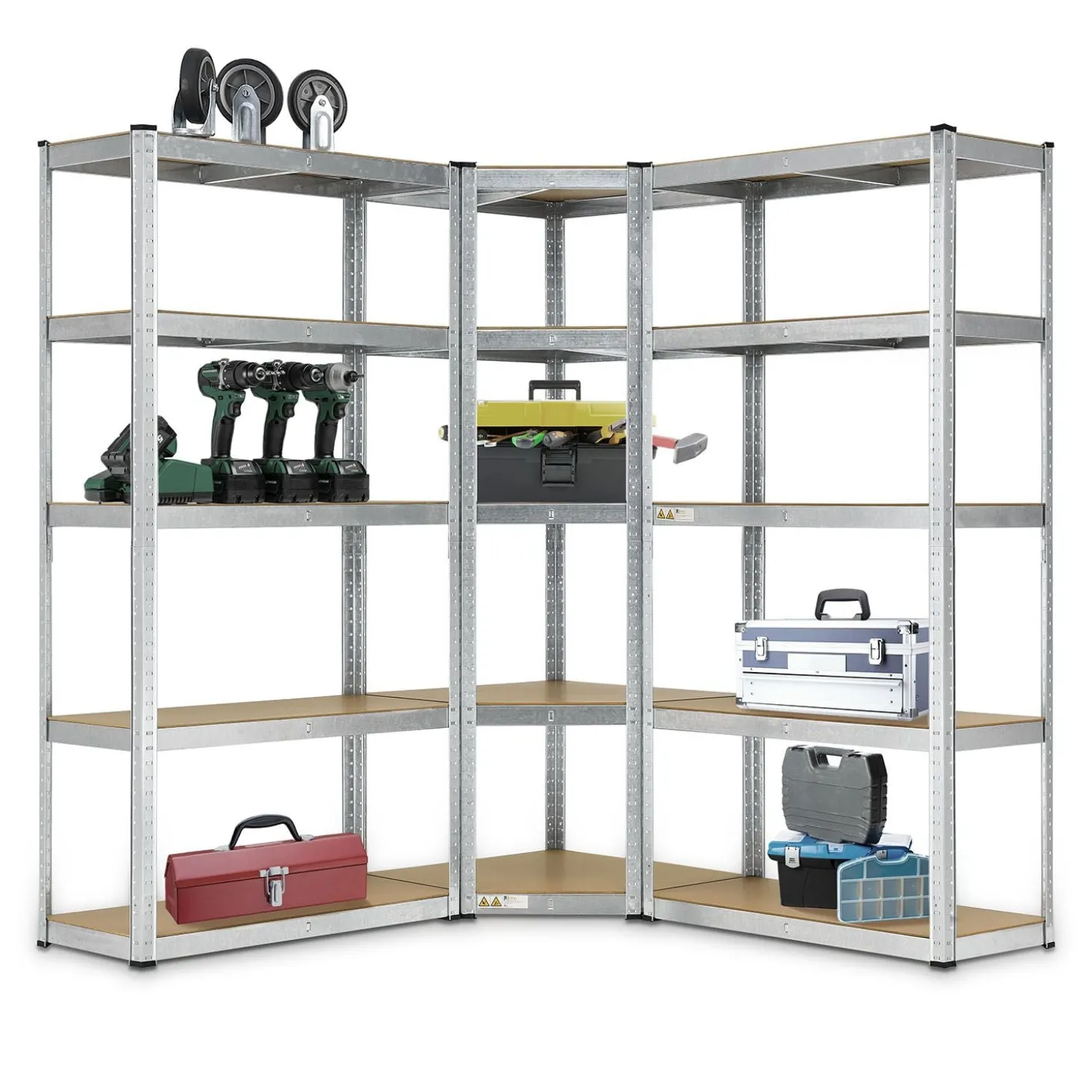 3er Regalsystem 1 Corner & 2 Basic Regalsystem mit insgesamt 15 Böden mit 2625 kg Tragkraft