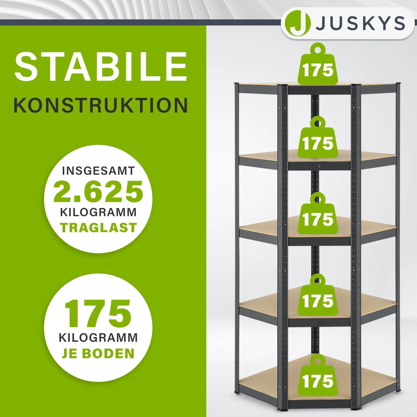 3er Regalsystem 1 Corner & 2 Basic Regalsystem mit insgesamt 15 Böden mit 2625 kg Tragkraft