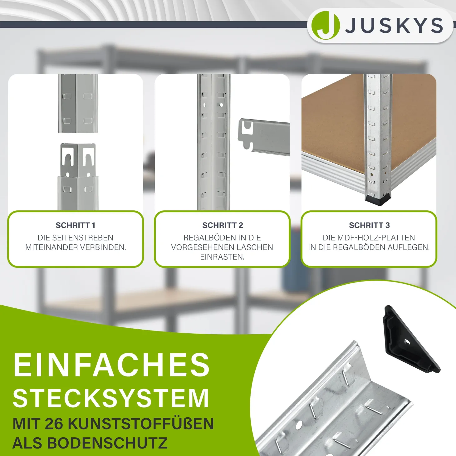 3er Regalsystem 1 Corner & 2 Basic Regalsystem mit insgesamt 15 Böden mit 2625 kg Tragkraft