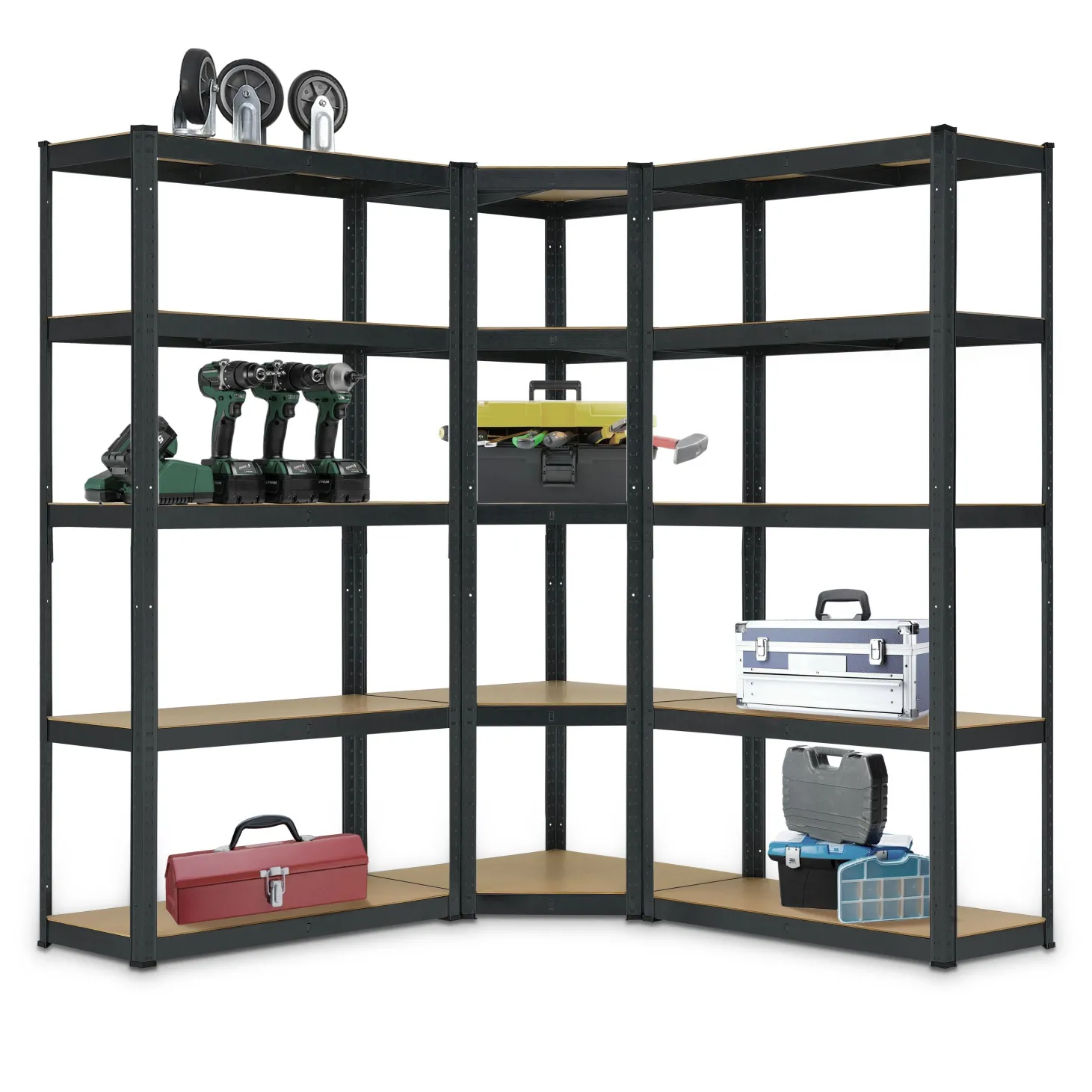 3er Regalsystem 1 Corner & 2 Basic Regalsystem mit insgesamt 15 Böden mit 2625 kg Tragkraft
