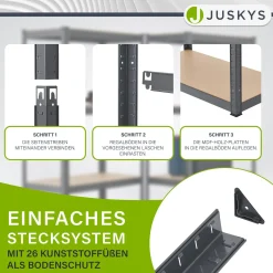 3er Regalsystem 1 Corner & 2 Easy mit 1 Eckregal, 2 Lagerregalen und 12 Einlegeböden