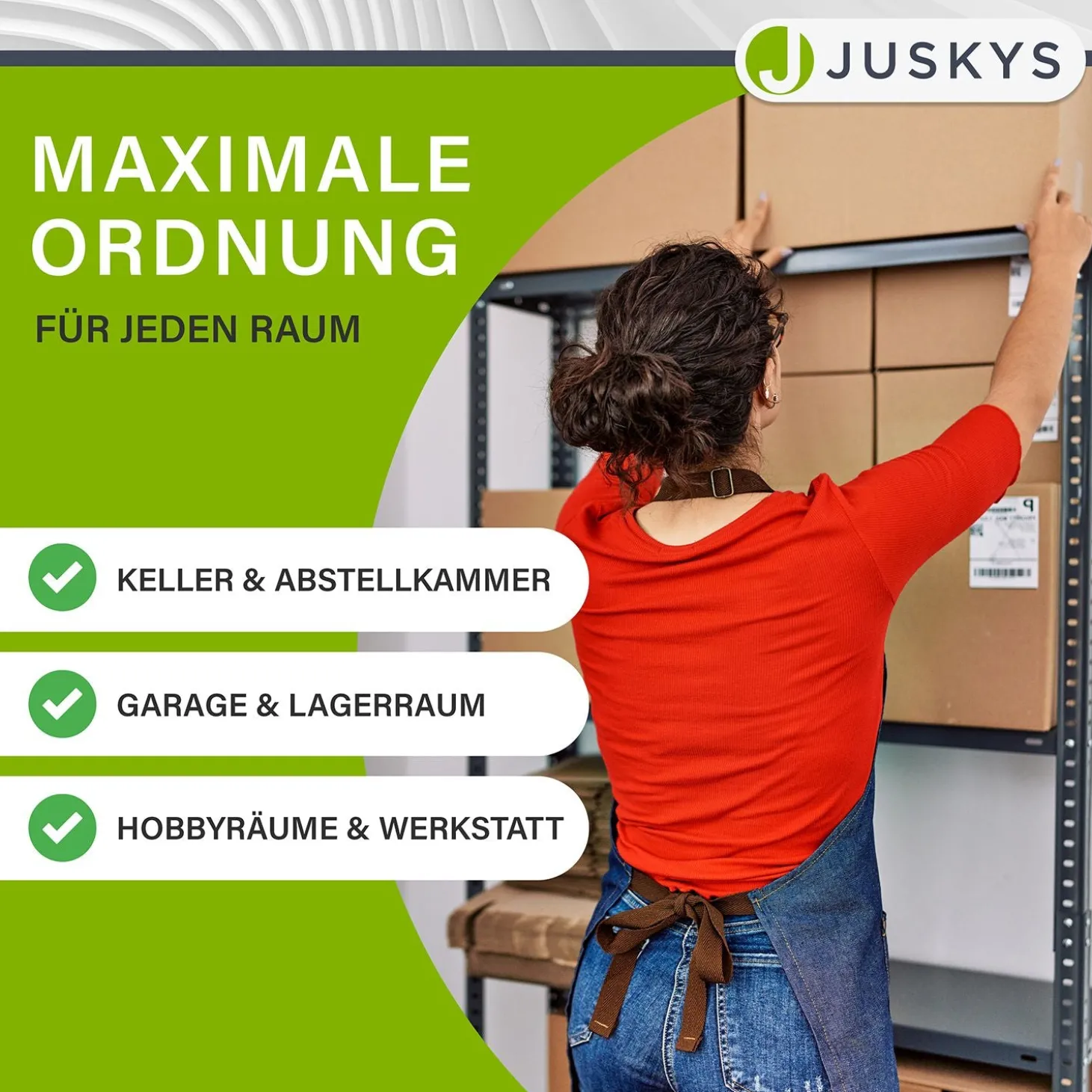 3er Regalsystem 1 Corner & 2 Easy mit 1 Eckregal, 2 Lagerregalen und 12 Einlegeböden