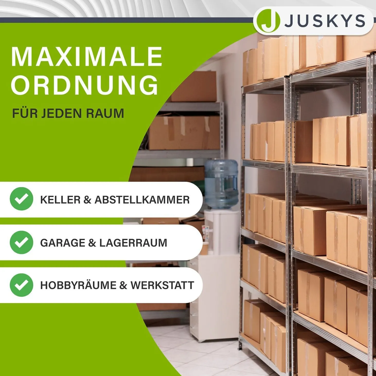 3er Regalsystem 1 Corner & 2 Easy mit 1 Eckregal, 2 Lagerregalen und 12 Einlegeböden