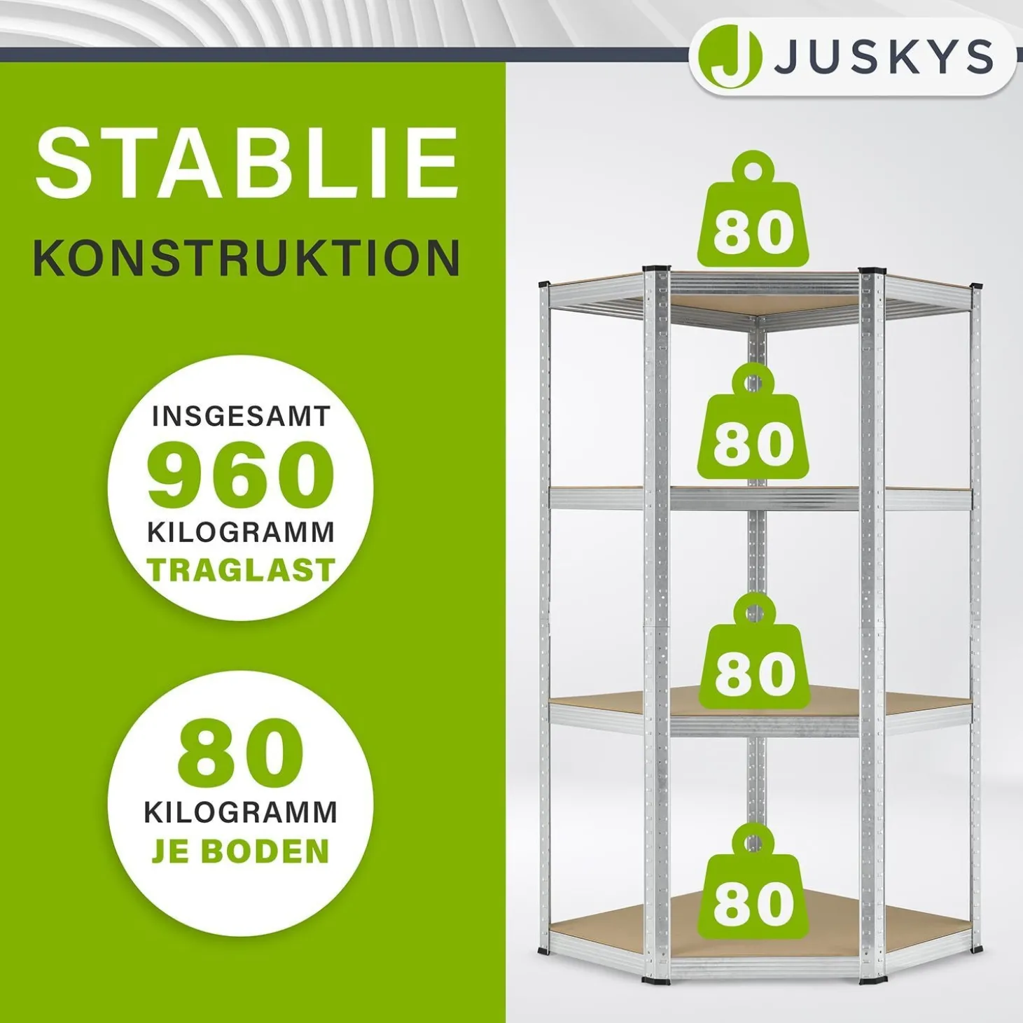 3er Regalsystem 1 Corner & 2 Easy mit 1 Eckregal, 2 Lagerregalen und 12 Einlegeböden