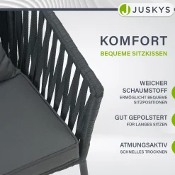 2er-Set Rope Stühle Gartenstühle mit Seilgeflecht – Inkl. Sitz- und Rückenkissen