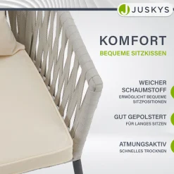 2er-Set Rope Stühle Gartenstühle mit Seilgeflecht – Inkl. Sitz- und Rückenkissen