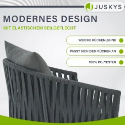 2er-Set Rope Stühle Gartenstühle mit Seilgeflecht – Inkl. Sitz- und Rückenkissen