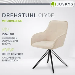 Esszimmerstuhl drehbar mit Samt Clyde Esszimmerstuhl mit Armlehne als 1er, 2er, 4er oder 6er Set