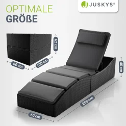 Faltbare Polyrattan Sonnenliege Lamia Maximale Entspannung auf der Gartenliege mit Auflage