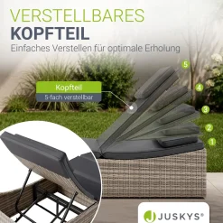 Faltbare Polyrattan Sonnenliege Lamia Maximale Entspannung auf der Gartenliege mit Auflage