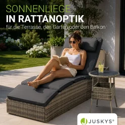 Faltbare Polyrattan Sonnenliege Lamia Maximale Entspannung auf der Gartenliege mit Auflage