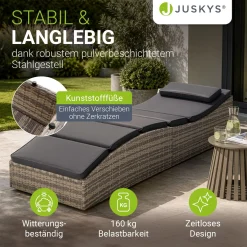 Faltbare Polyrattan Sonnenliege Lamia Maximale Entspannung auf der Gartenliege mit Auflage