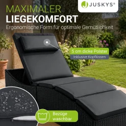 Faltbare Polyrattan Sonnenliege Lamia Maximale Entspannung auf der Gartenliege mit Auflage