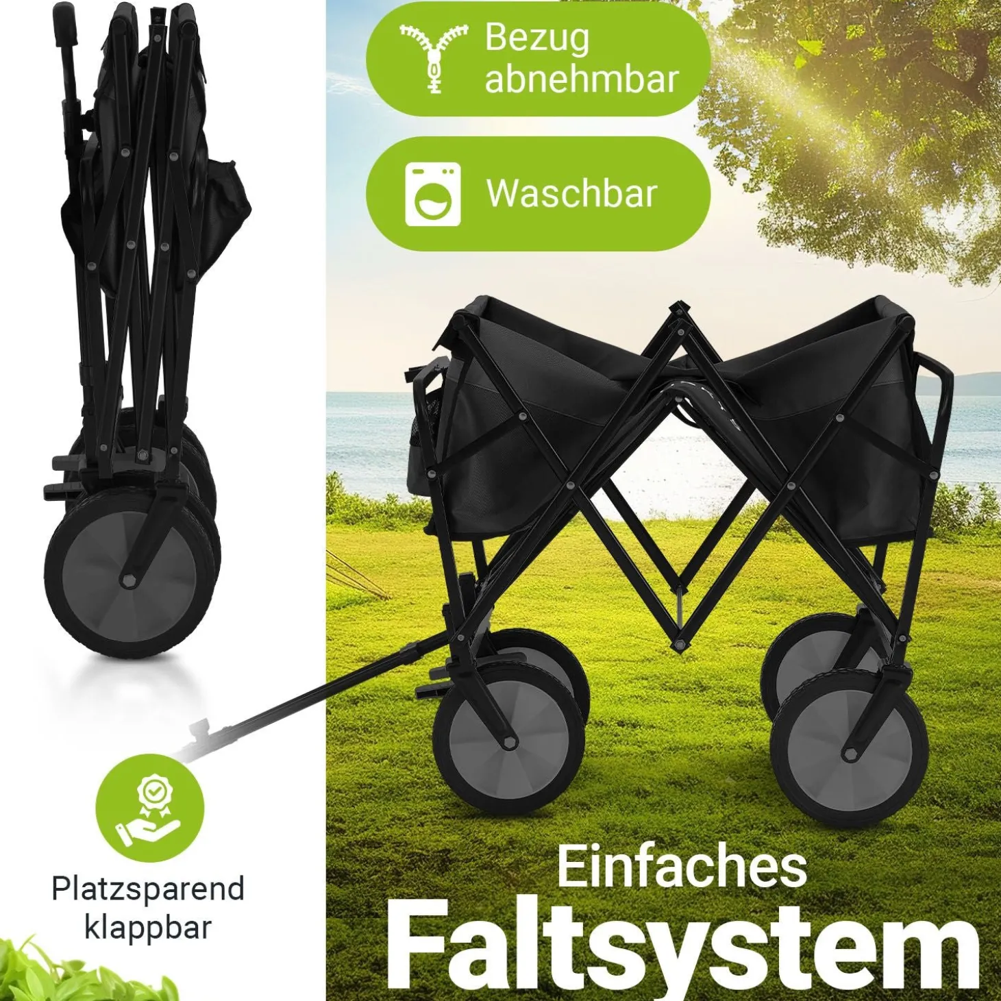 Faltbarer Bollerwagen Transportwagen für Freizeitaktivitäten