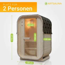 Fasssauna quadratisch Nolvik Saunafass mit Saunaofen und Zubehör-Set für den Garten