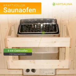 Fasssauna quadratisch Nolvik Saunafass mit Saunaofen und Zubehör-Set für den Garten