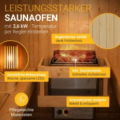 Fasssauna Spitzbergen mit Saunaofen Für 2 - 6 Personen | Ø 190 cm | 3,6 - 8 kW Saunaofen