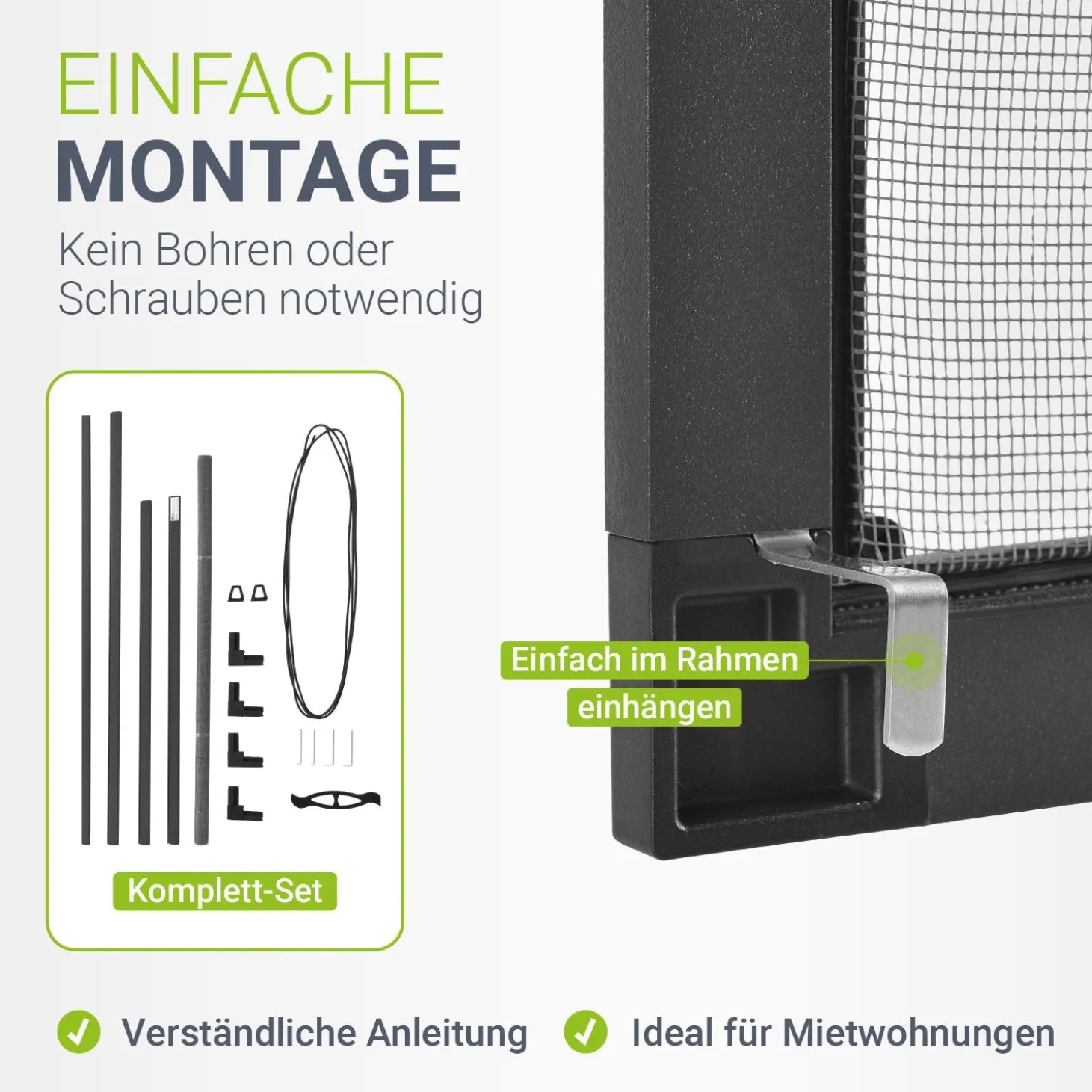 Fliegengitter für Fenster Zuverlässiger Insektenschutz mit Aluminiumrahmen