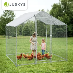Freilaufgehege HLS25T für Hühner Outdoor Hühnerstall mit Tür, Plane & verzinktem Draht