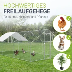 Freilaufgehege HLS25T für Hühner Outdoor Hühnerstall mit Tür, Plane & verzinktem Draht
