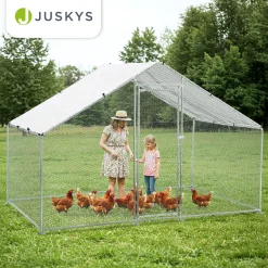 Freilaufgehege HLS25T für Hühner Outdoor Hühnerstall mit Tür, Plane & verzinktem Draht