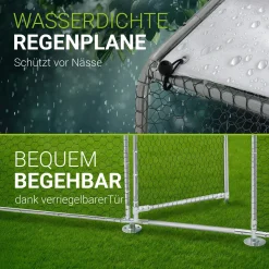 Freilaufgehege HLS25T für Hühner Outdoor Hühnerstall mit Tür, Plane & verzinktem Draht