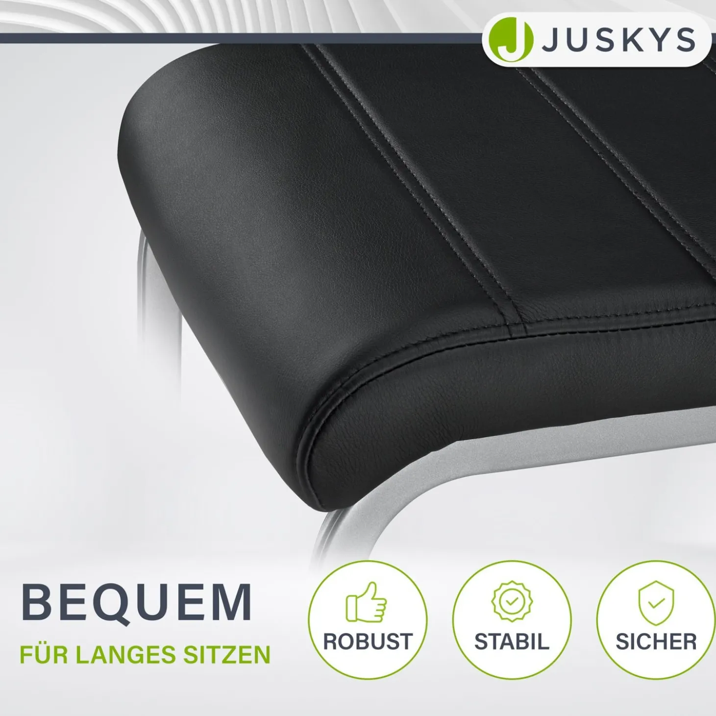Freischwinger Stuhl Vegas mit Kunstleder Moderner Esszimmerstuhl mit Metall-Gestell & Kunstleder im Set