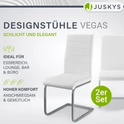 Freischwinger Stuhl Vegas mit Kunstleder Moderner Esszimmerstuhl mit Metall-Gestell & Kunstleder im Set