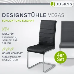 Freischwinger Stuhl Vegas mit Kunstleder Moderner Esszimmerstuhl mit Metall-Gestell & Kunstleder im Set