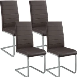 Freischwinger Stuhl Vegas mit Kunstleder Moderner Esszimmerstuhl mit Metall-Gestell & Kunstleder im Set