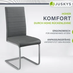 Freischwinger Stuhl Vegas mit Kunstleder Moderner Esszimmerstuhl mit Metall-Gestell & Kunstleder im Set