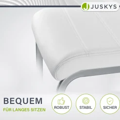 Freischwinger Stuhl Vegas mit Kunstleder Moderner Esszimmerstuhl mit Metall-Gestell & Kunstleder im Set