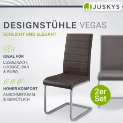 Freischwinger Stuhl Vegas mit Kunstleder Moderner Esszimmerstuhl mit Metall-Gestell & Kunstleder im Set
