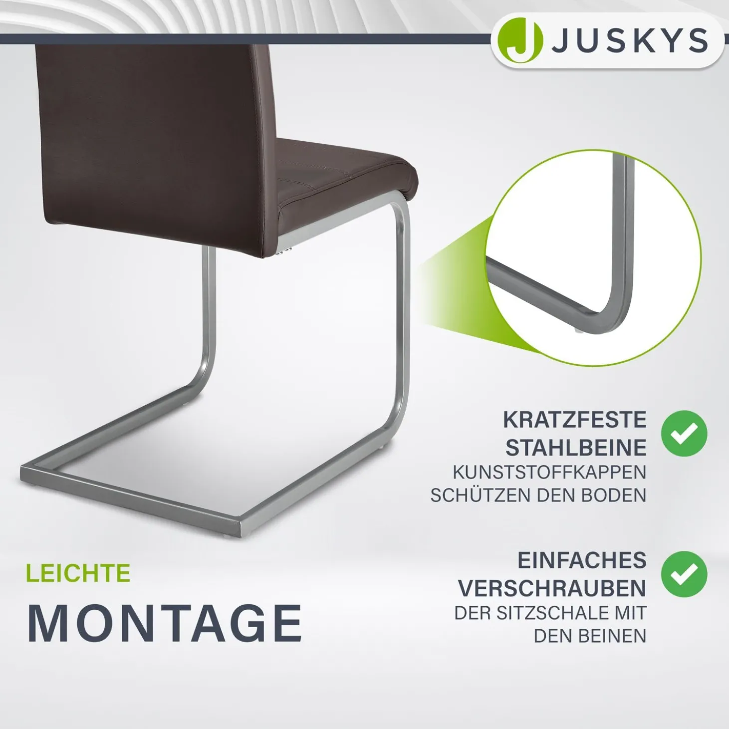 Freischwinger Stuhl Vegas mit Kunstleder Moderner Esszimmerstuhl mit Metall-Gestell & Kunstleder im Set