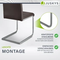 Freischwinger Stuhl Vegas mit Kunstleder Moderner Esszimmerstuhl mit Metall-Gestell & Kunstleder im Set