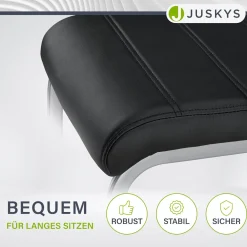 Freischwinger Stuhl Vegas mit Kunstleder Moderner Esszimmerstuhl mit Metall-Gestell & Kunstleder im Set